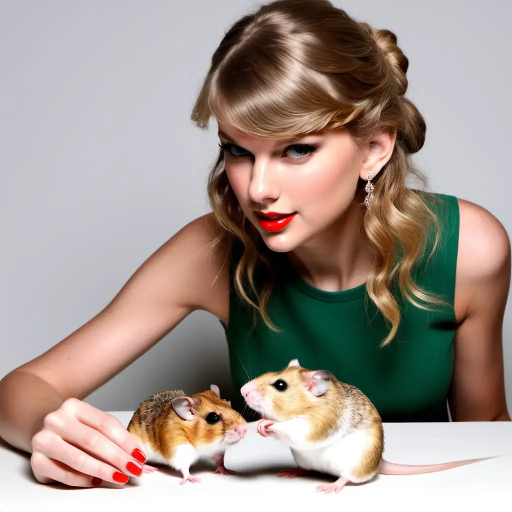 Celebrity Taylor Swift Enjoying Time with Cute Hamsters