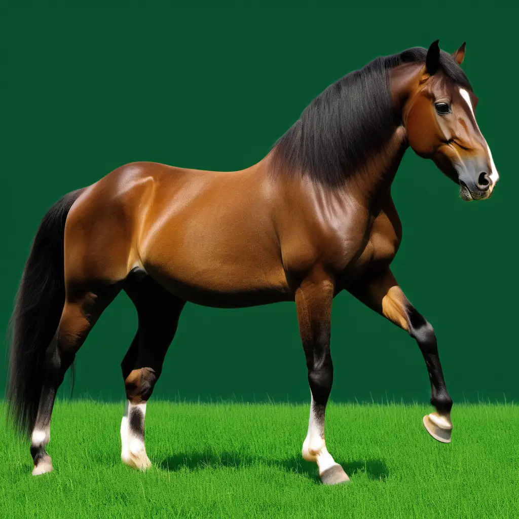 Danube Horse Galloping in Lush Green Meadow