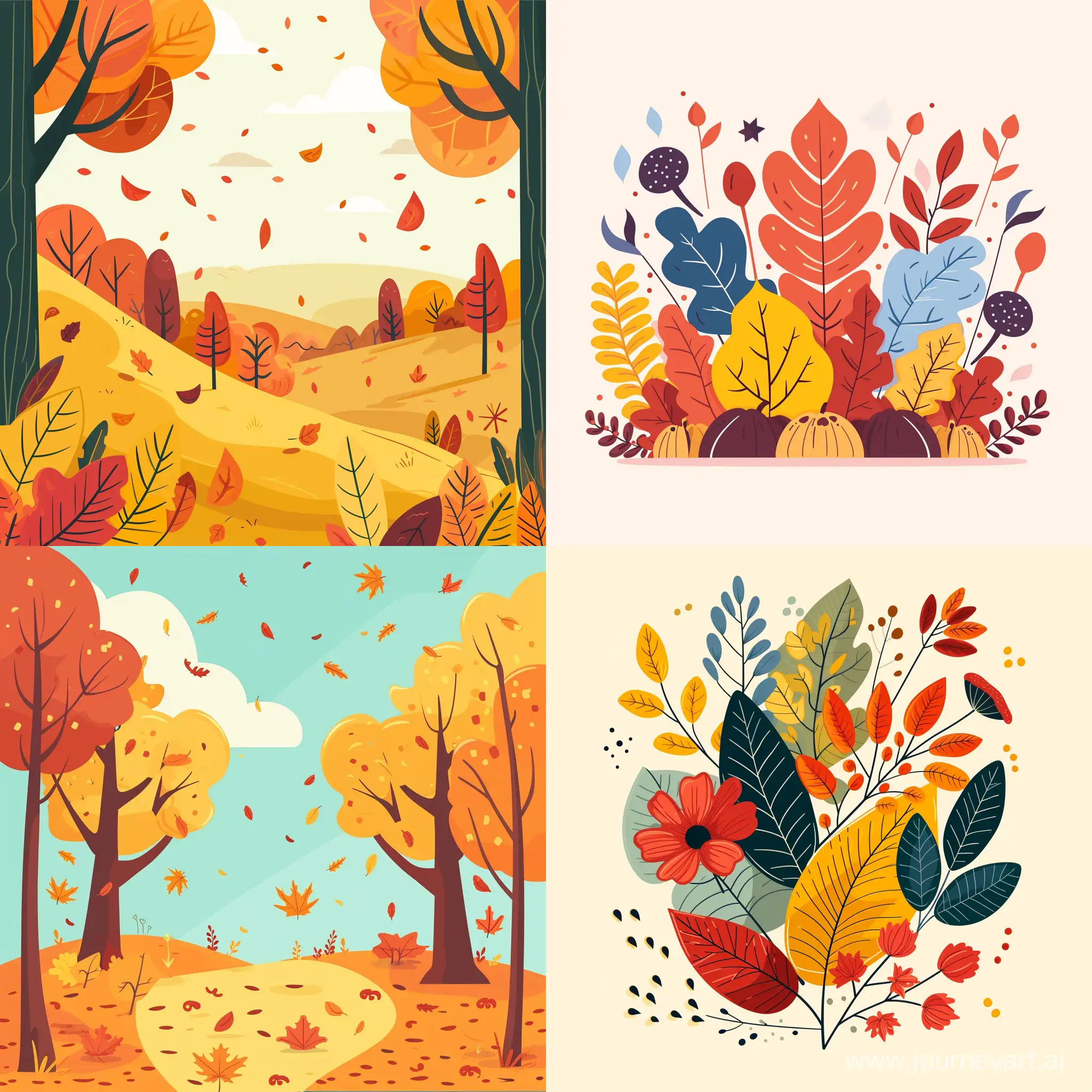 beautiful autumn illustration in flat style