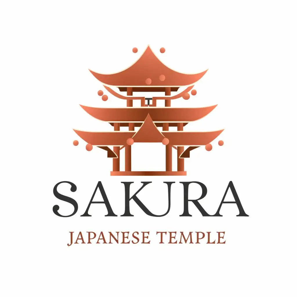 a logo design,with the text "Sakura, Japanese temple", main symbol:Sakura,Moderate,be used in Education industry,clear background