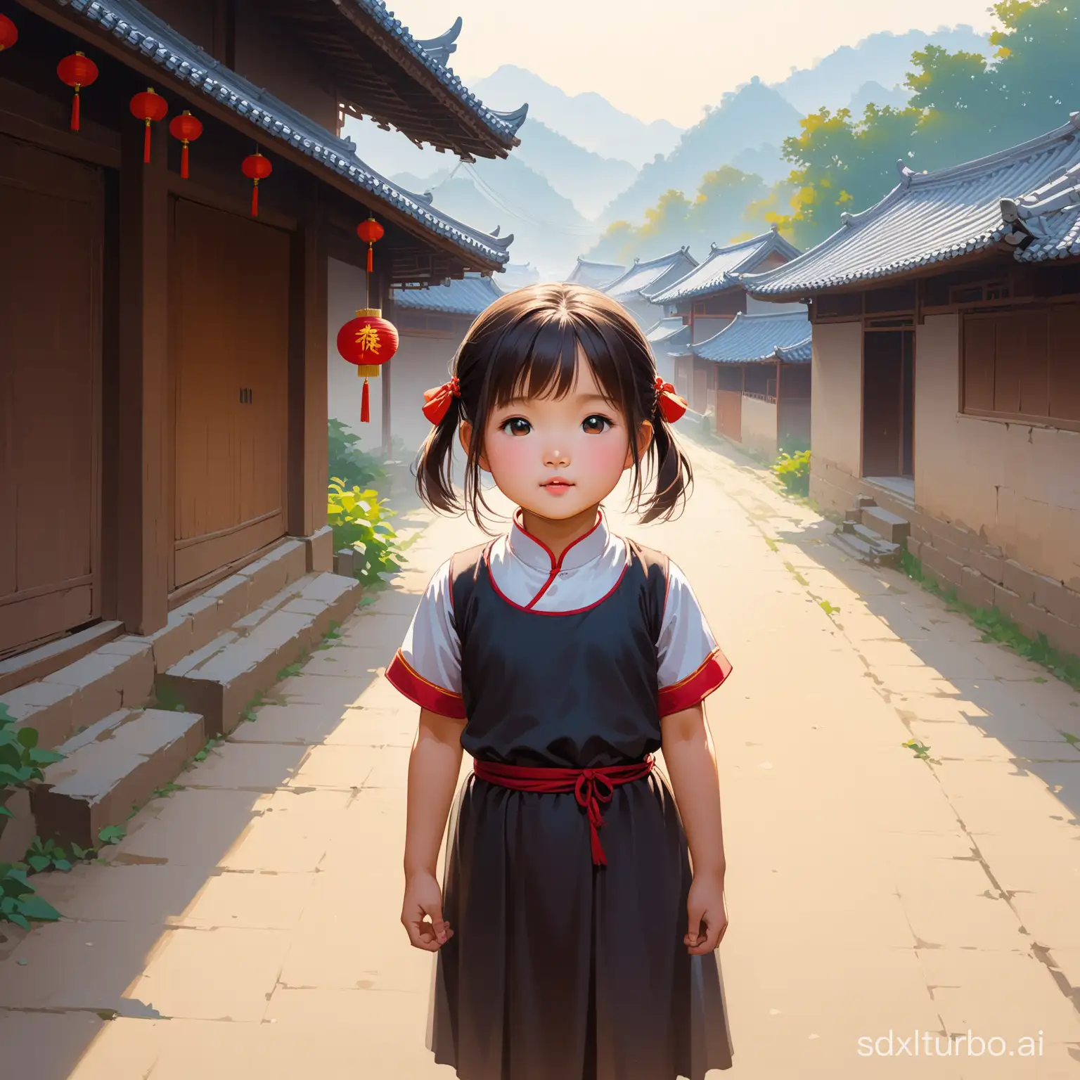 中国农村的小女孩