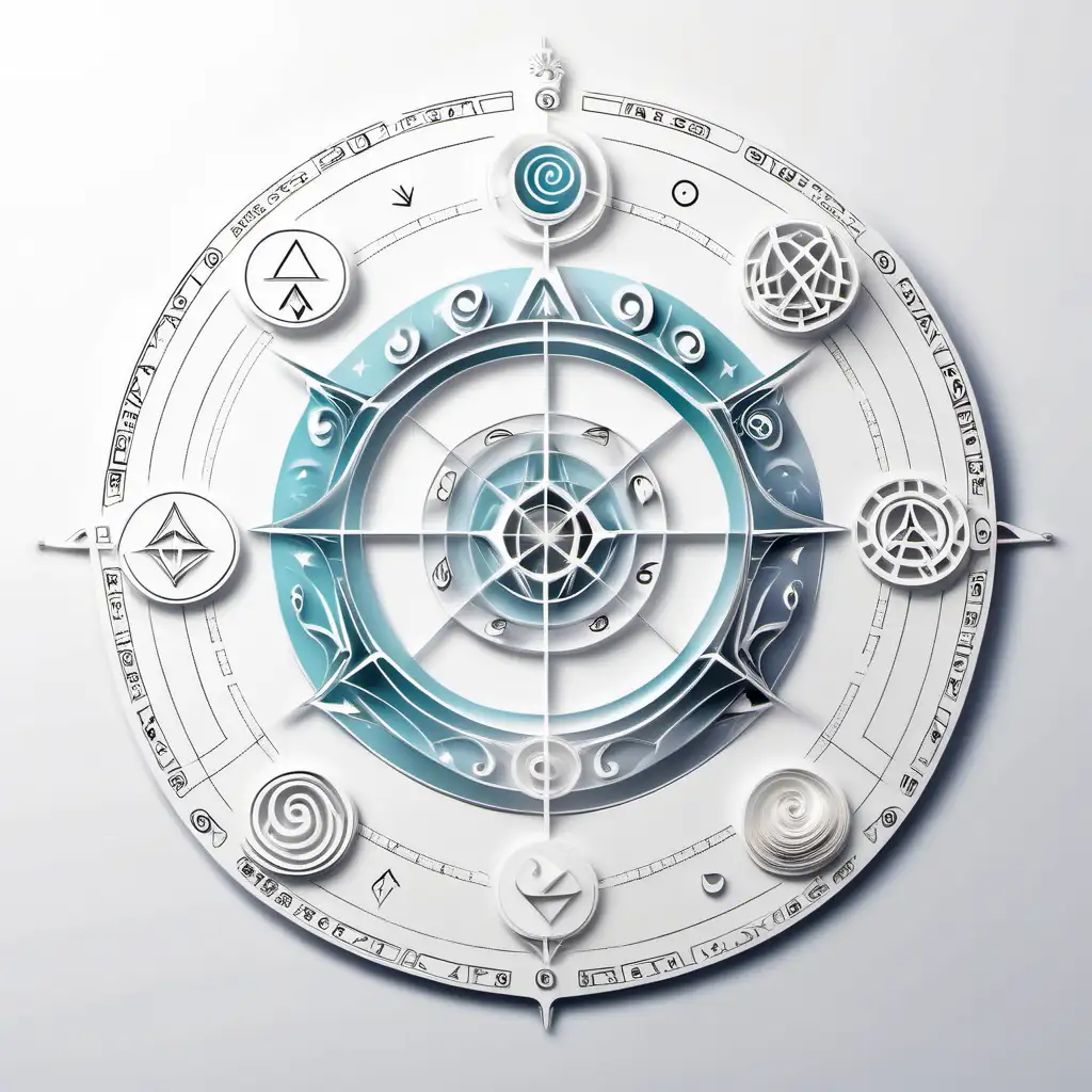 astrology air element on pure white paper front view 