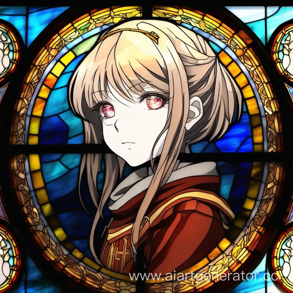 AnimeStyle-Portrait-Enchanting-Girl-on-Church-Stained-Glass