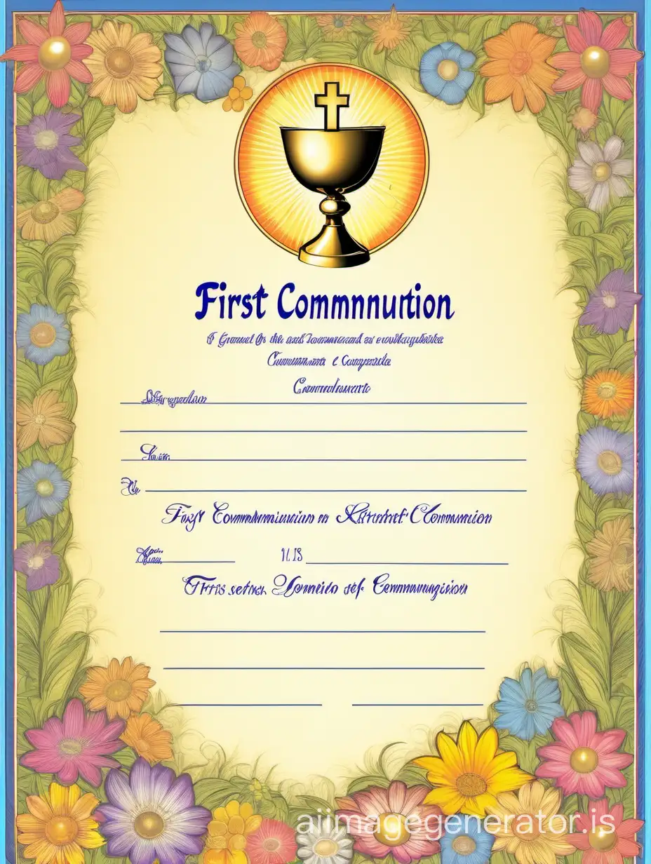 Colorful-First-Communion-Certificate-with-Ornate-Border