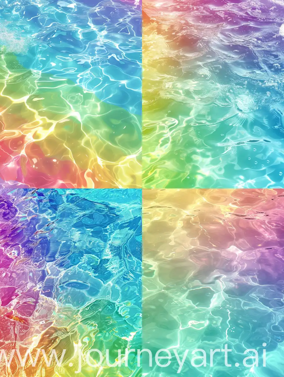 rainbow Swimming pool water texture, bright and airy in rainbow colors, hyper realistic style