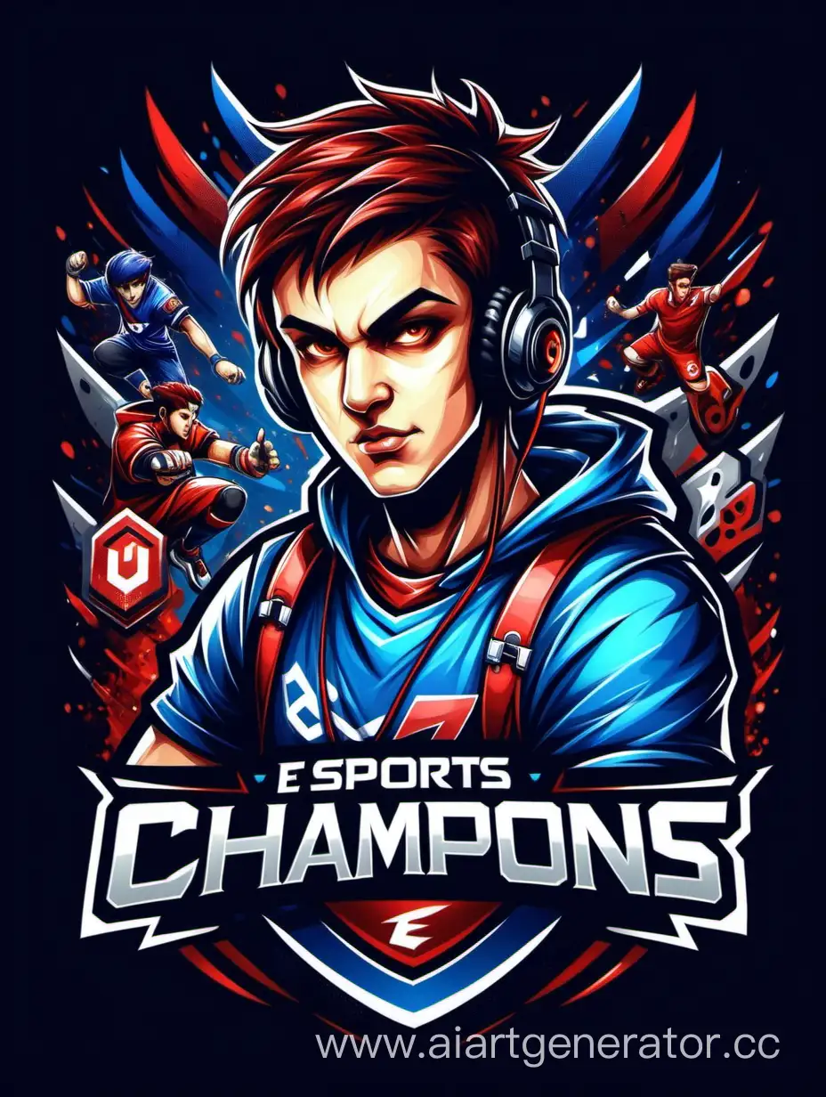 "E-Sports Champion" showcasing the intensity and competitiveness of professional gaming, on a t-shirt design, picture full uhd 