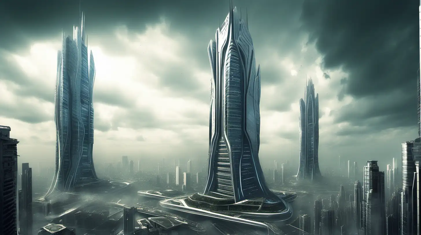 futuristic andeavor, huge skyscraper