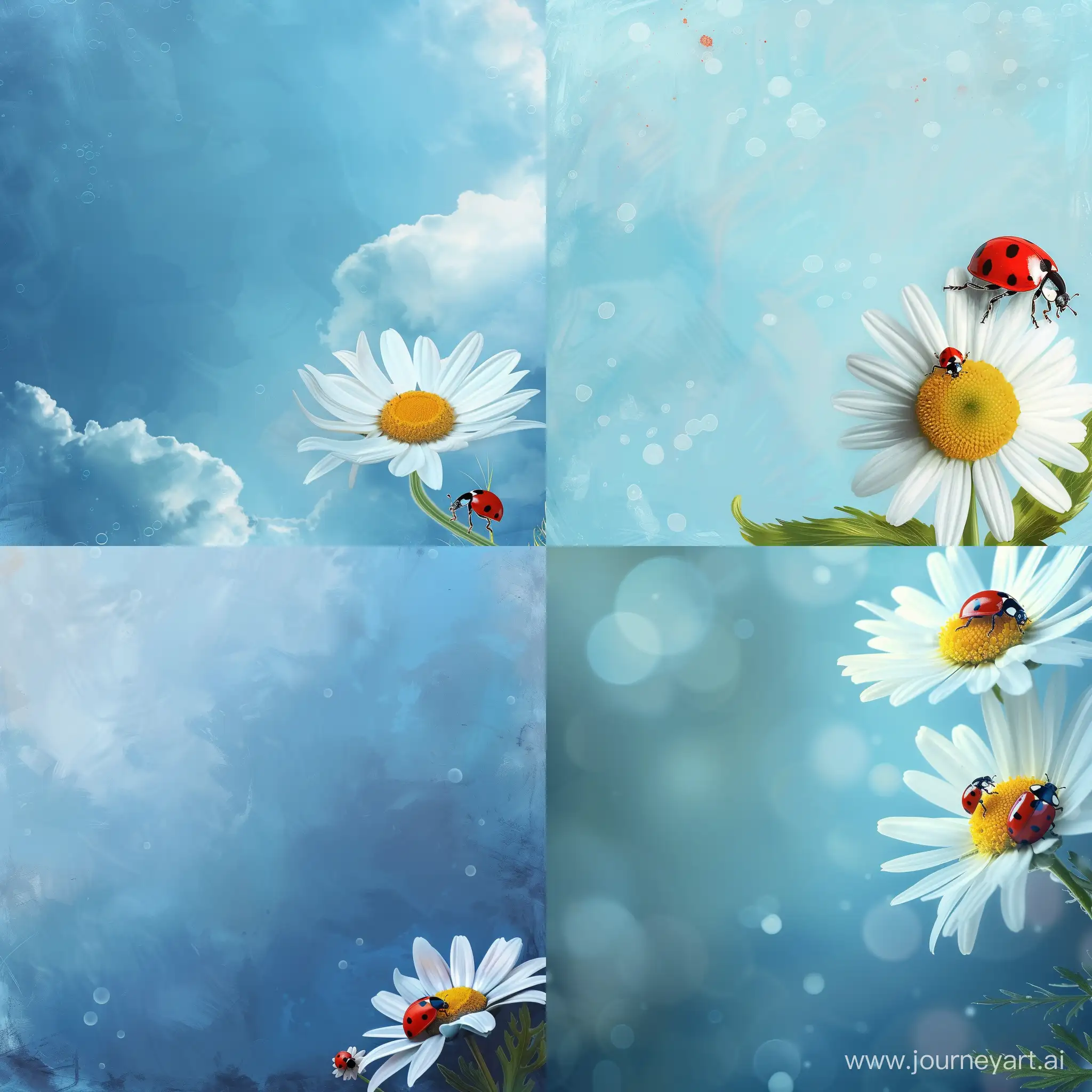 Tranquil-Blue-Sky-with-Daisy-and-Ladybug