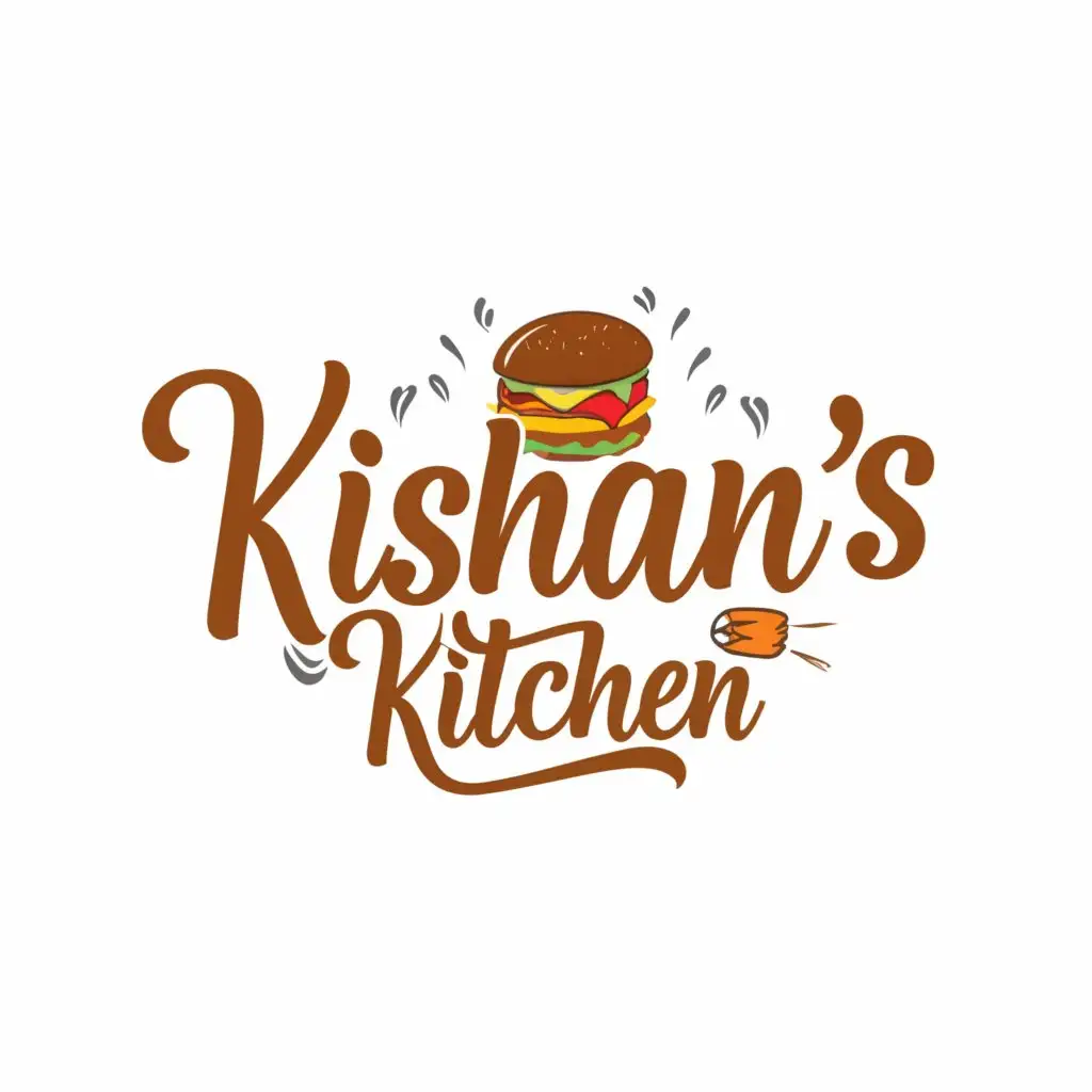 a logo design,with the text "Kishan's Kitchen", main symbol:Fast food,Moderate,be used in Restaurant industry,clear background