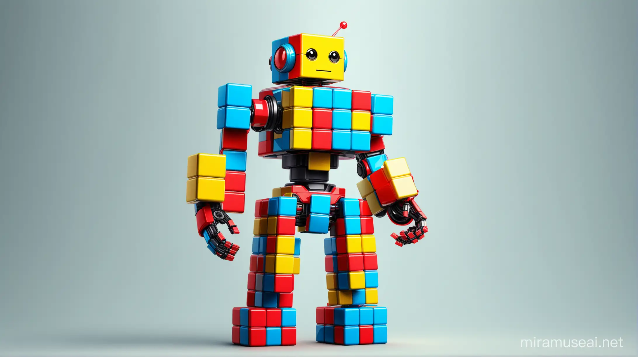 Colorful 3D Robot Solving Rubiks Cube Puzzle