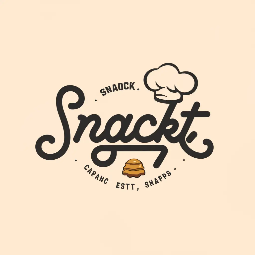 a logo design,with the text "SNACKITZ", main symbol:LETTER S ,LETTER K, SNAK ITEMS, CHEF HAT FEMALE,Minimalistic,be used in Restaurant industry,clear background
