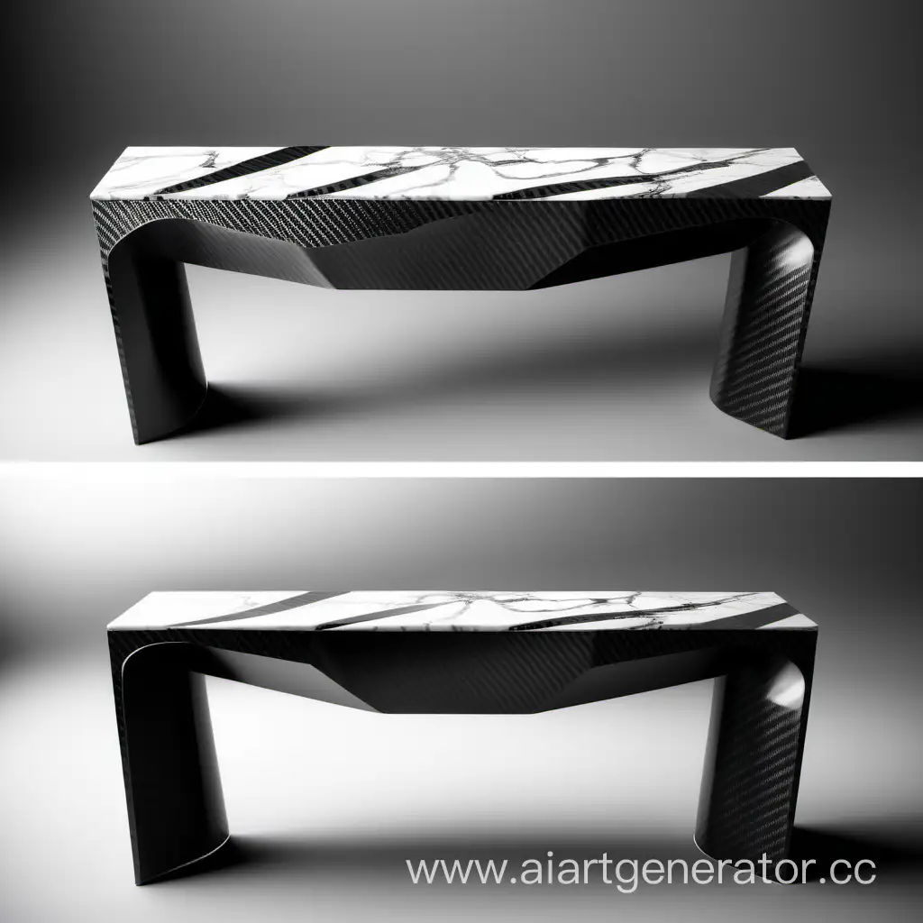 Modern-Console-with-Carbon-Fiber-and-Marble-Design