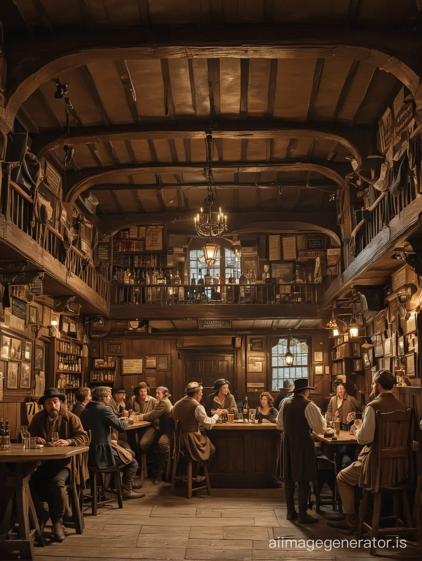 Patrons-Enjoying-Drinks-and-Conversations-in-a-Historic-English-Pub