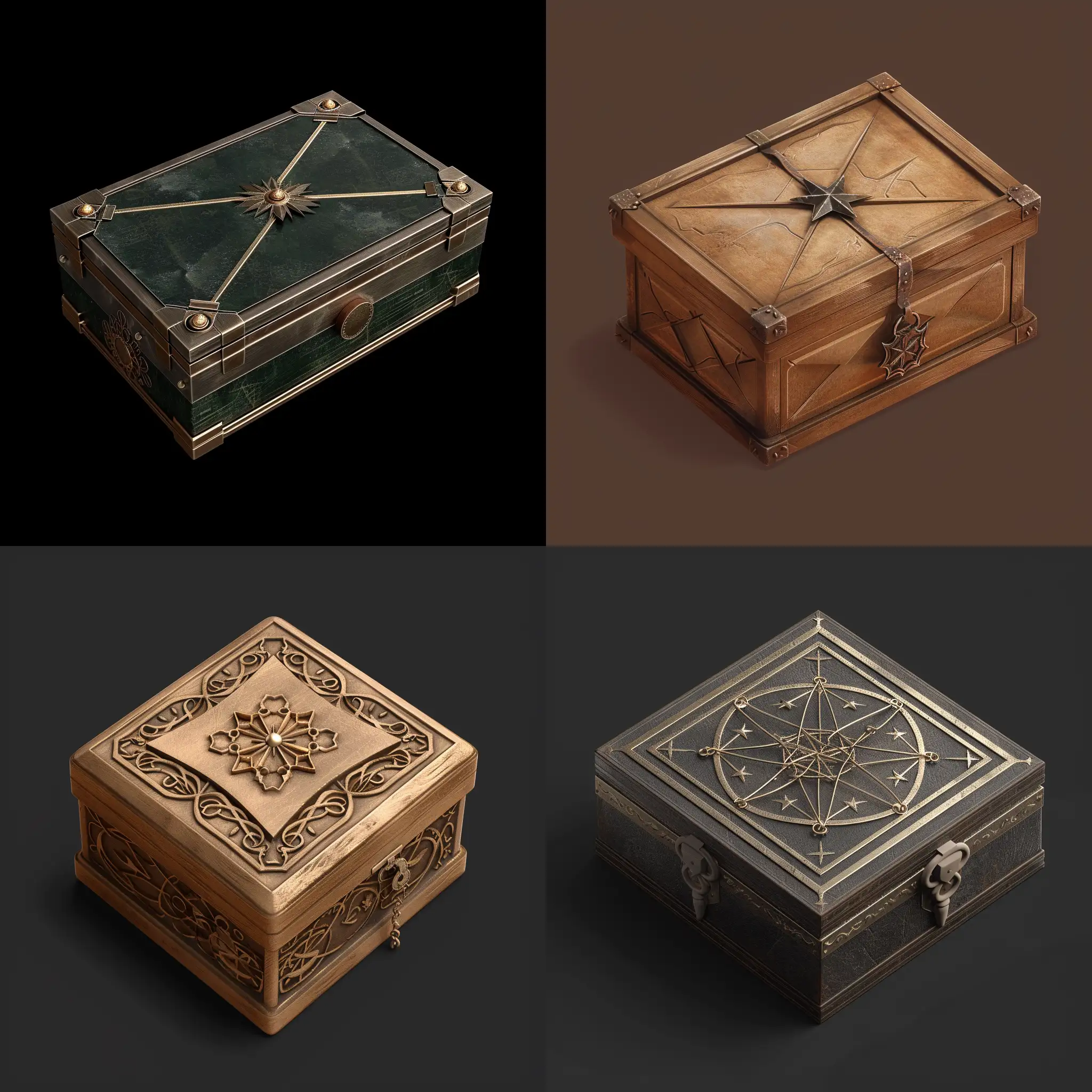 Isometric-Realistic-Closed-Old-Pentagon-Jewelry-Box-Stalker-Style-3D-Render