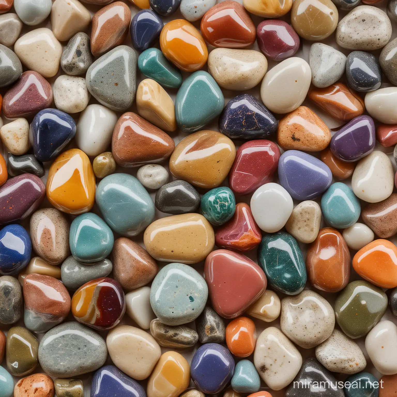 Vibrant Collection of Polished Stones in Various Hues