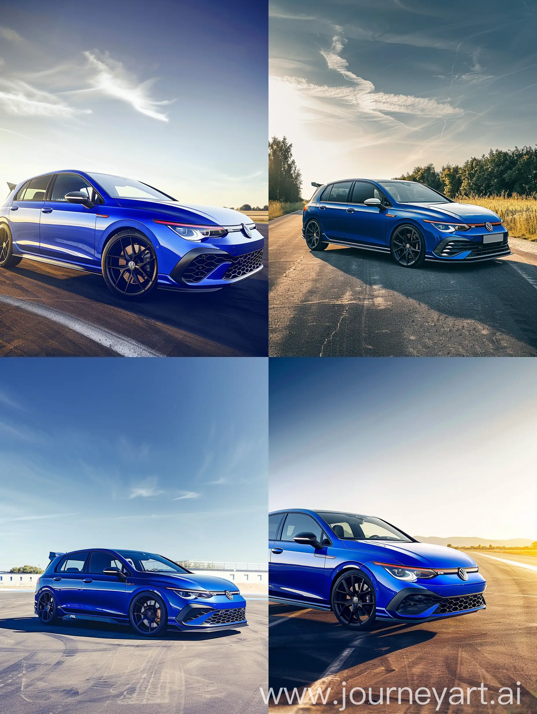 Instagram-Style-Volkswagen-Golf-Mk8R-2021-Wallpaper-Blue-Black-Rims-in-Summer-Sun-Germany