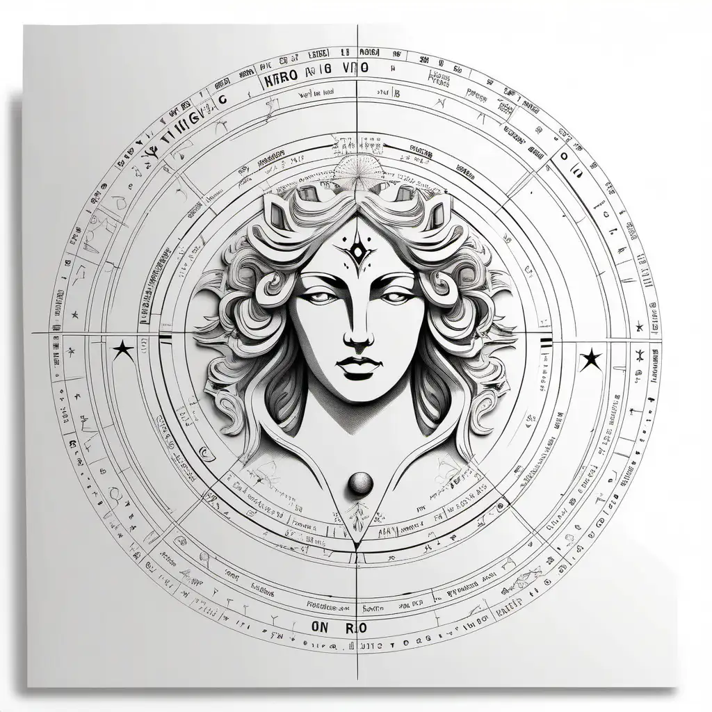 astrology virgo on pure white paper front view