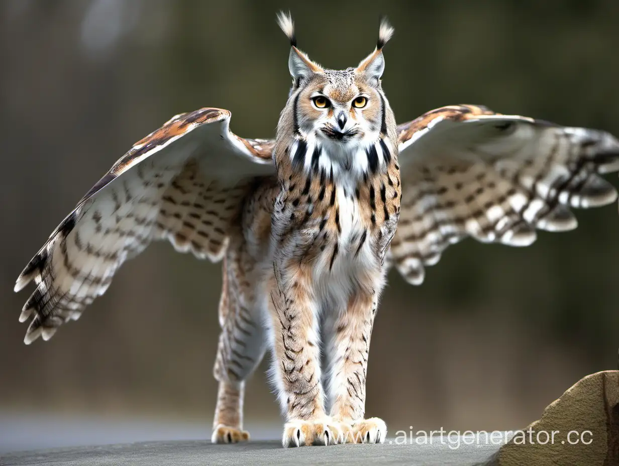 an animal with the physique of a lynx and the wings of an owl