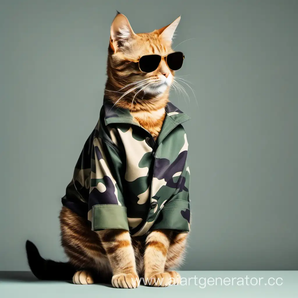 Camouflaged-Cat-Wearing-Sunglasses-Stands-Tall