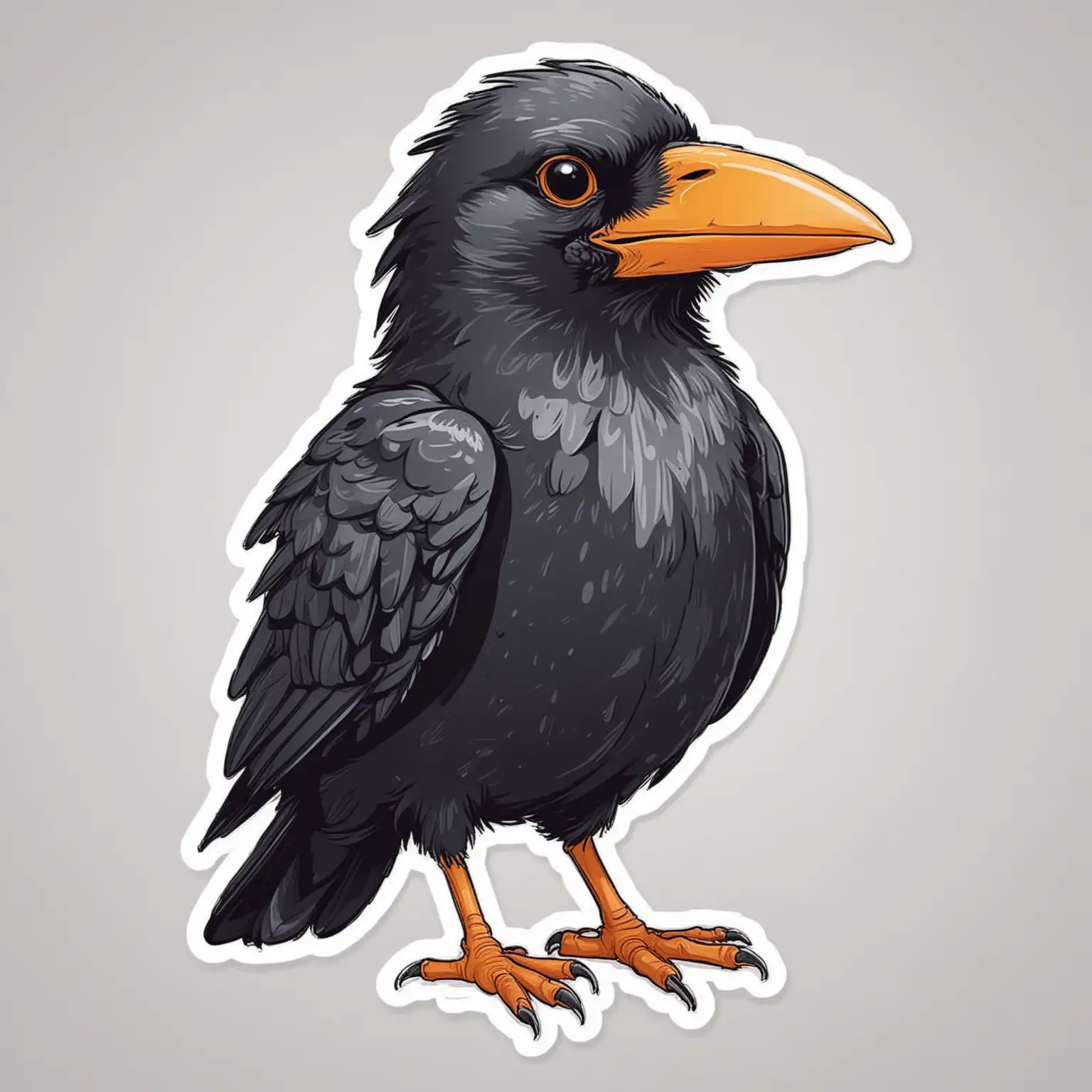 Cute Crow Full Body Caricature Style DieCut Vector Sticker