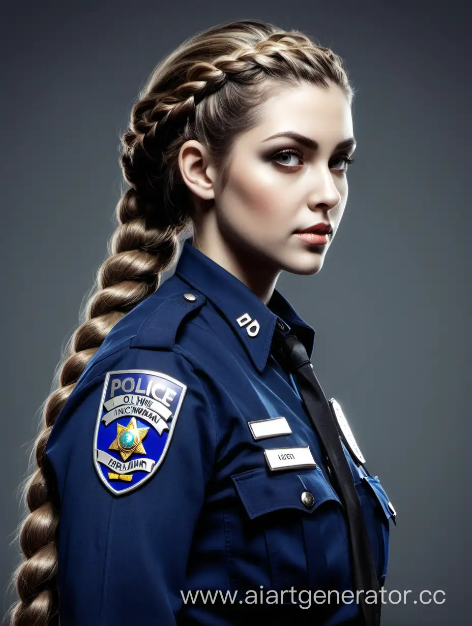 Девушка полицейский с длинной косичкой