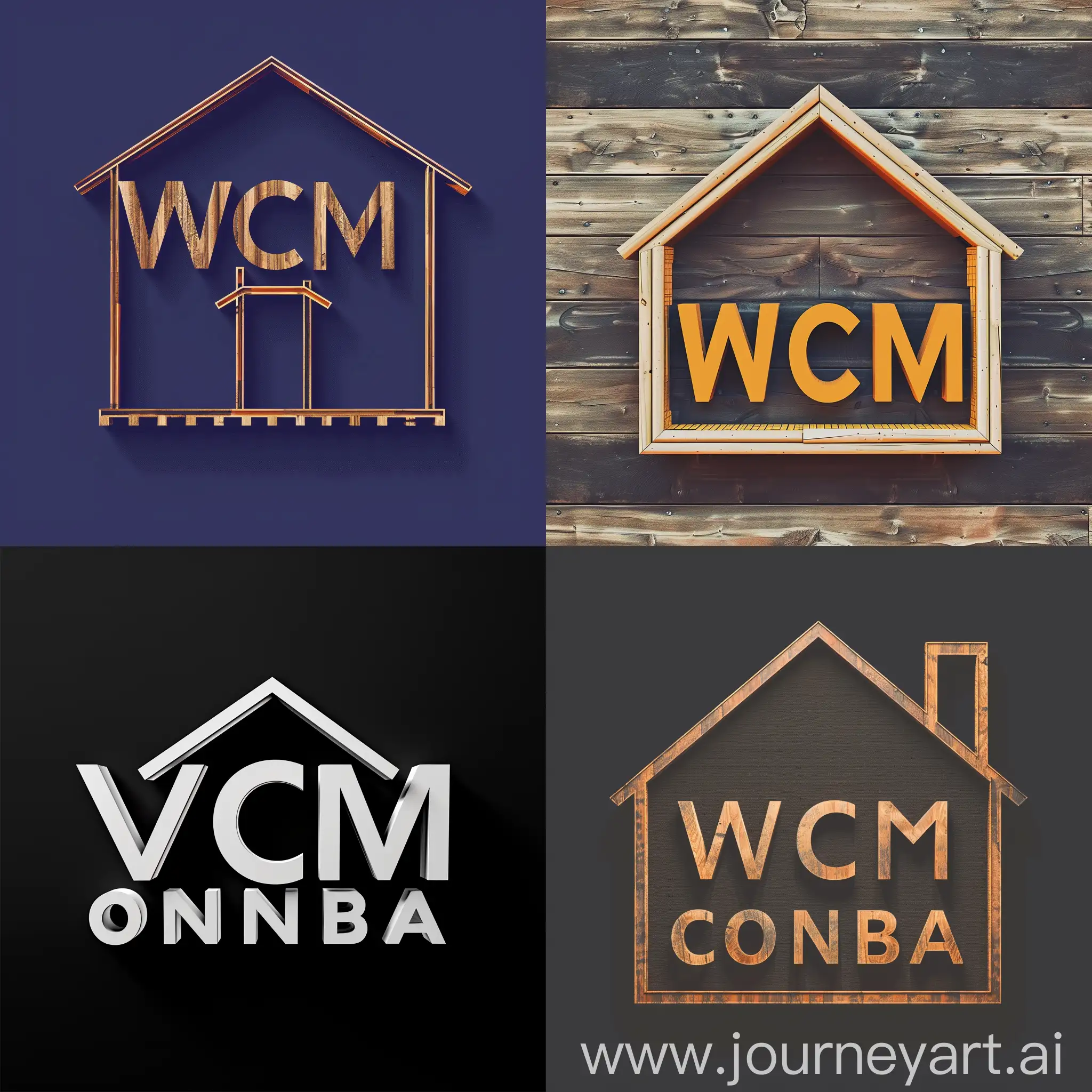 logo de una empresa constructora de casas residenciales llamada WCM CONBA en el que las letras formen una casa
