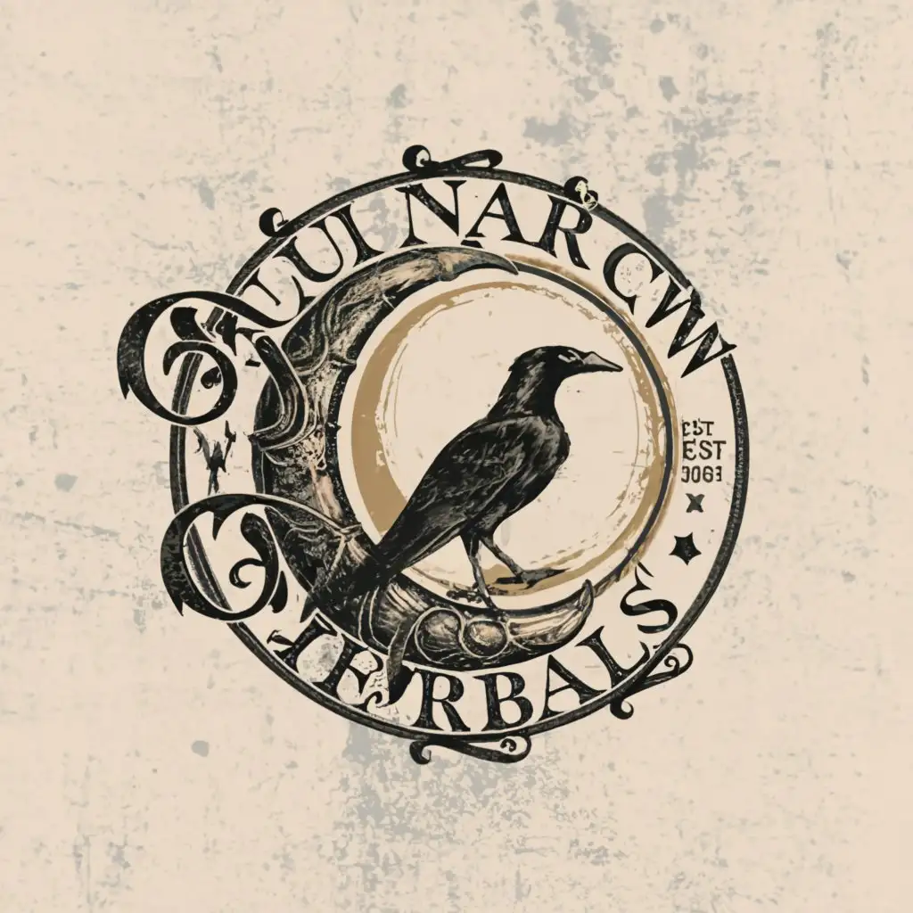 LOGO-Design-for-Lunar-Crow-Herbals-Vintage-Gothic-Crow-and-Moon-Symbol-with-a-Clear-Background