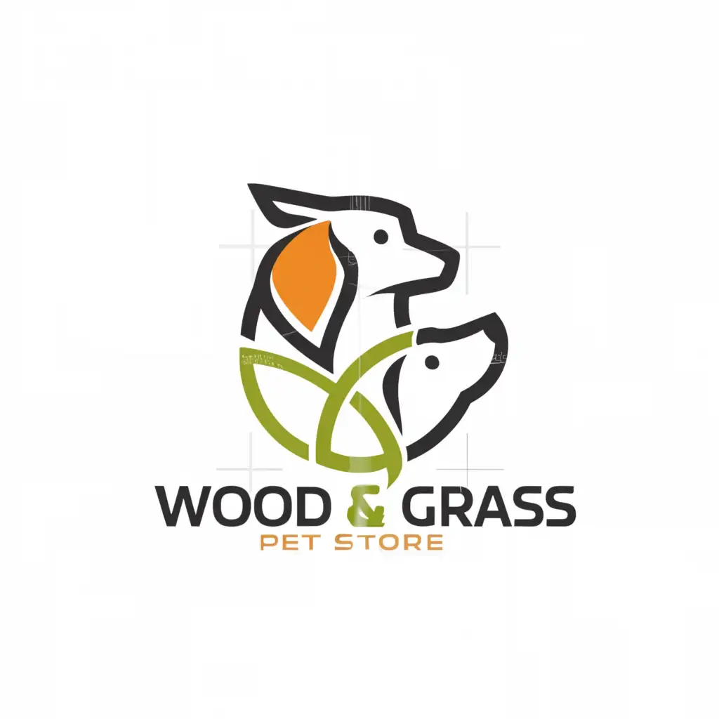 a logo design,with the text "Wood and grass", main symbol:Olga dog cat parrot,complex,be used in Retail industry,clear background