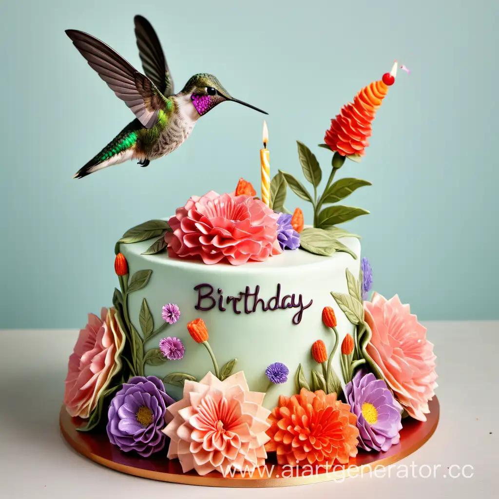 Hummingbird-Birthday-Celebration-Gift-Cake-and-Flowers