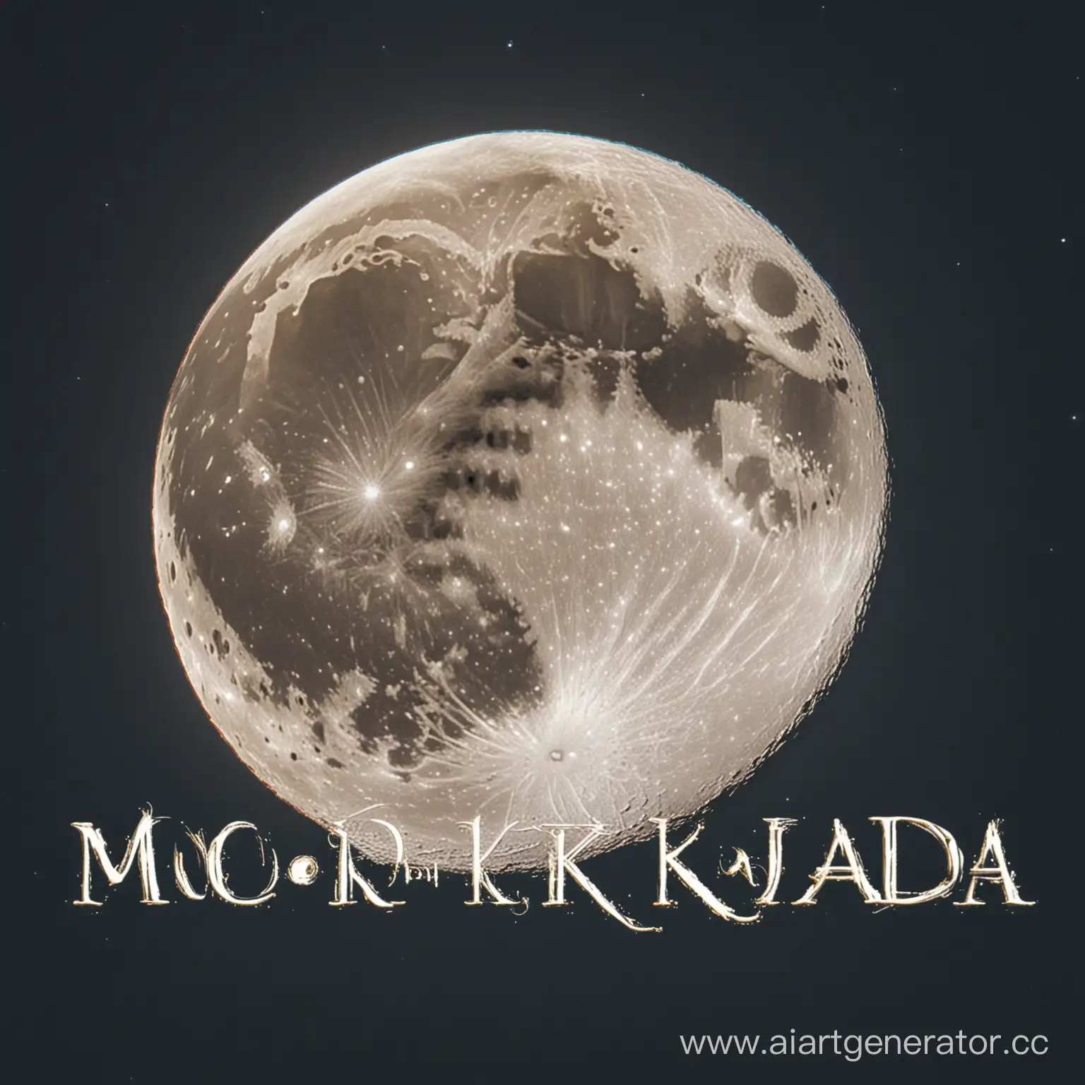 Картинка для канала красивая луна и надпись MOONKADA