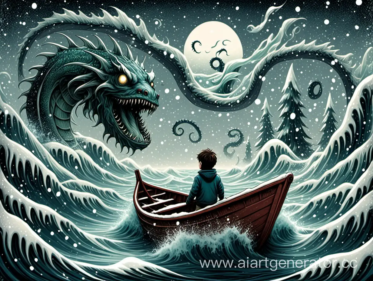 Adventurous-Snowy-Sea-Voyage-with-a-Playful-Sea-Monster