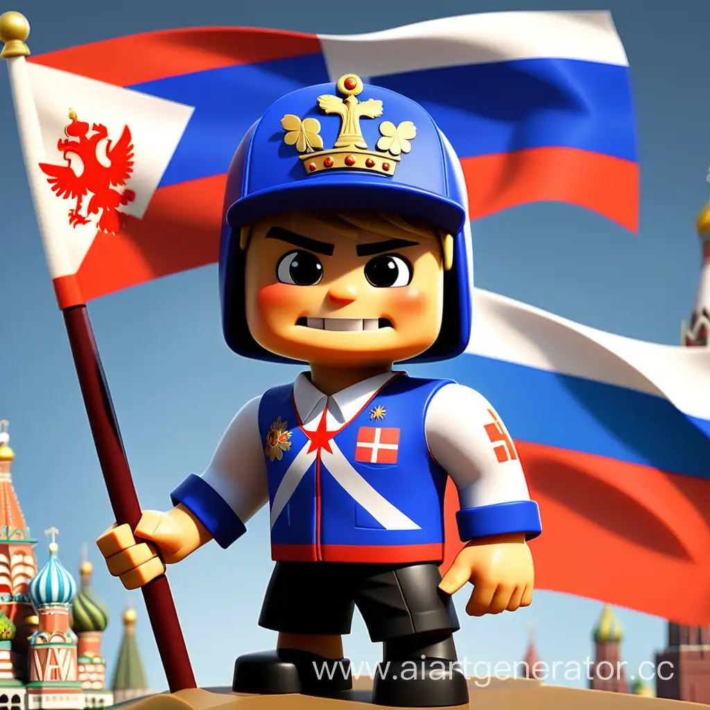Человечик из Роблокса с флагом Российской Федерации