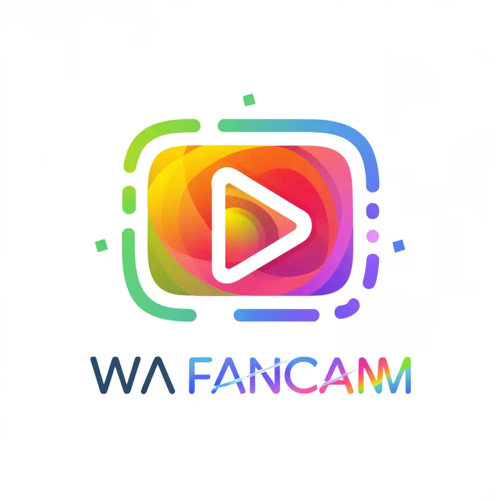 a logo design,with the text ""WA" Fancam", main symbol:youtube icon, rainbow gradation color, white background,complex,be used in Entertainment industry,clear background