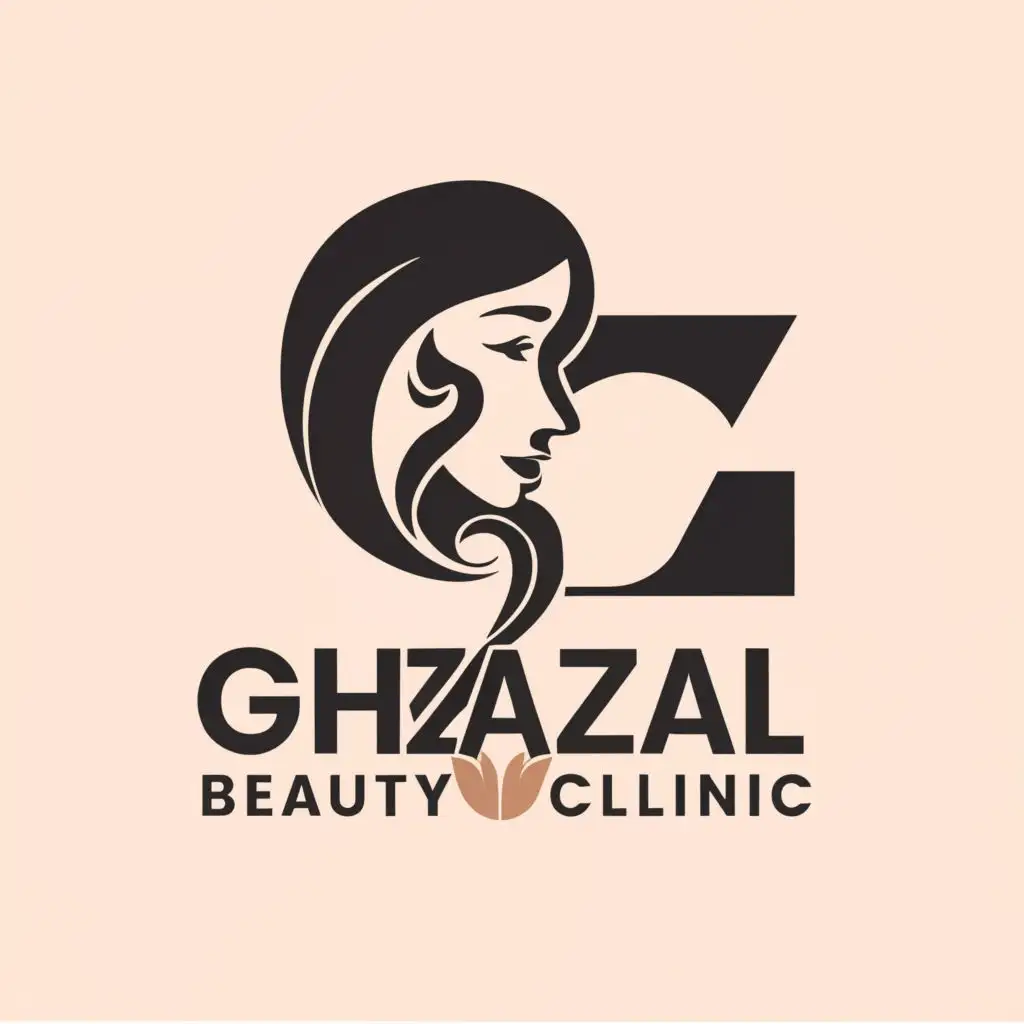 LOGO-Design-For-Ghazal-Beauty-Clinic-Minimal-Black-Combining-Womens-Face-and-Letter-G