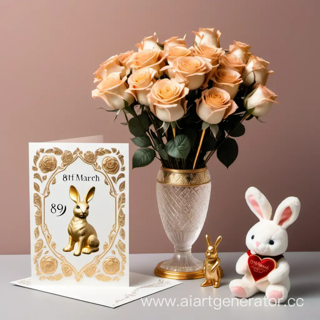 Elegant-8th-of-March-Celebration-with-Roses-and-Plush-Rabbit