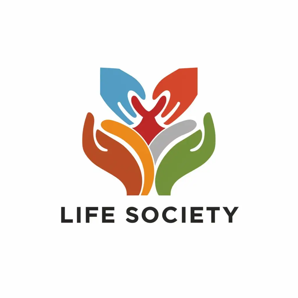 a logo design,with the text "Life Society", main symbol:holding hands,Moderate,be used in Home Family industry,clear background