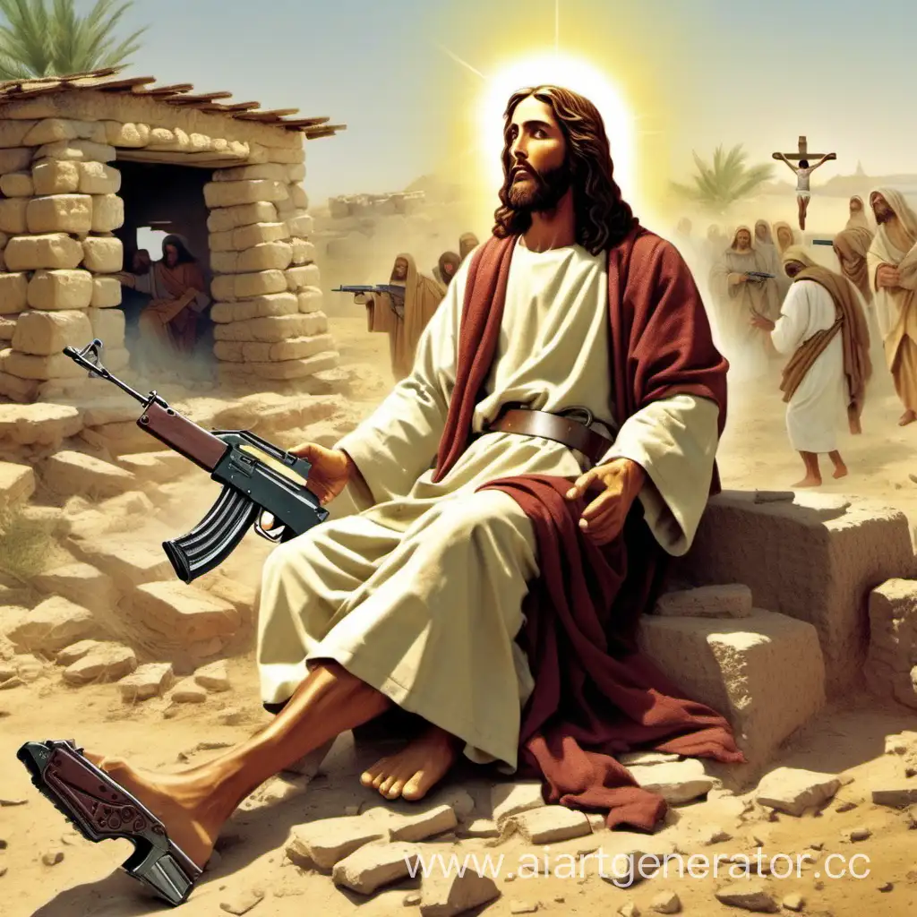 Jesus-Shot-with-Kalashnikov-Rifle