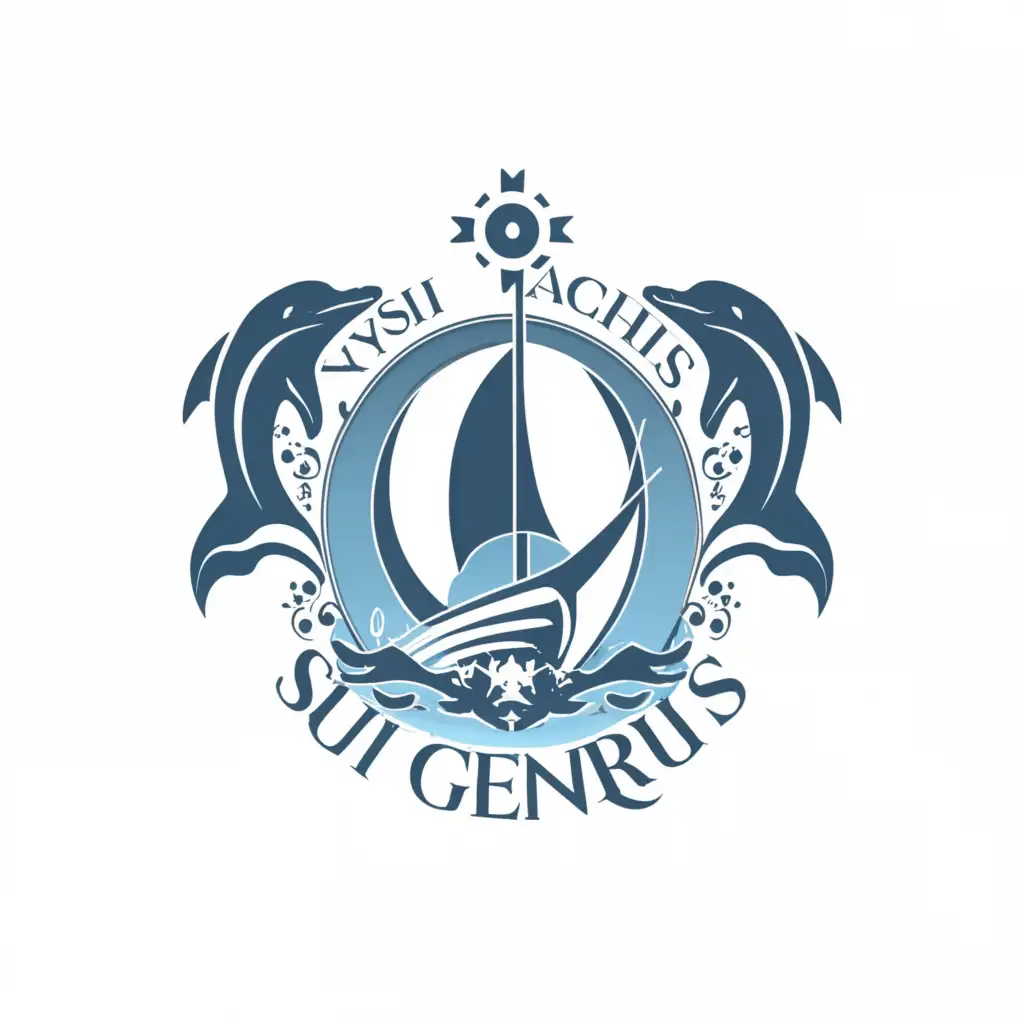 LOGO-Design-For-Sui-Generis-Unique-Yacht-Branding-with-Dolphin-Globe-and-Compass-Theme