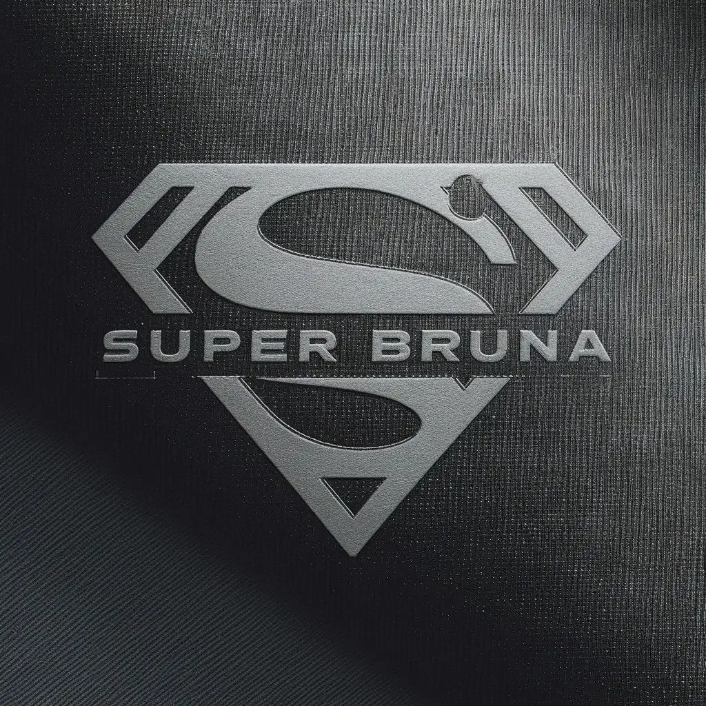 logo, S of SuperGirl, with the text "Super Bruna", typography, be used in Sports Fitness industry, in a white background, logo in black