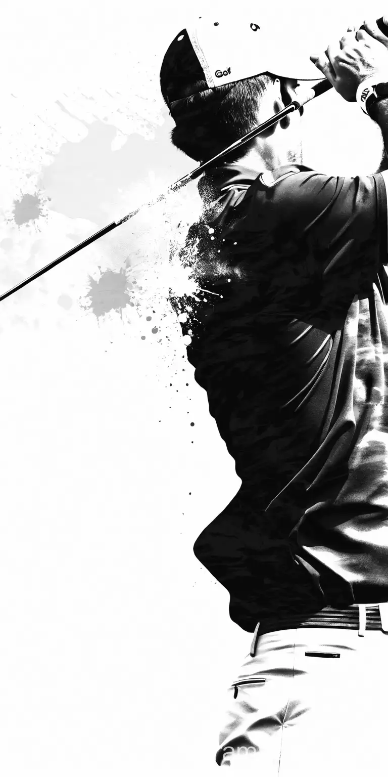 Grunge Style Black and White Golf Player Art