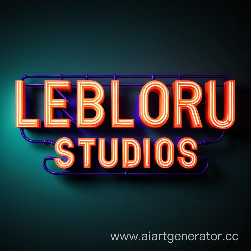 надпись на логотипе LEBLORU STUDIOS , в стиле неон