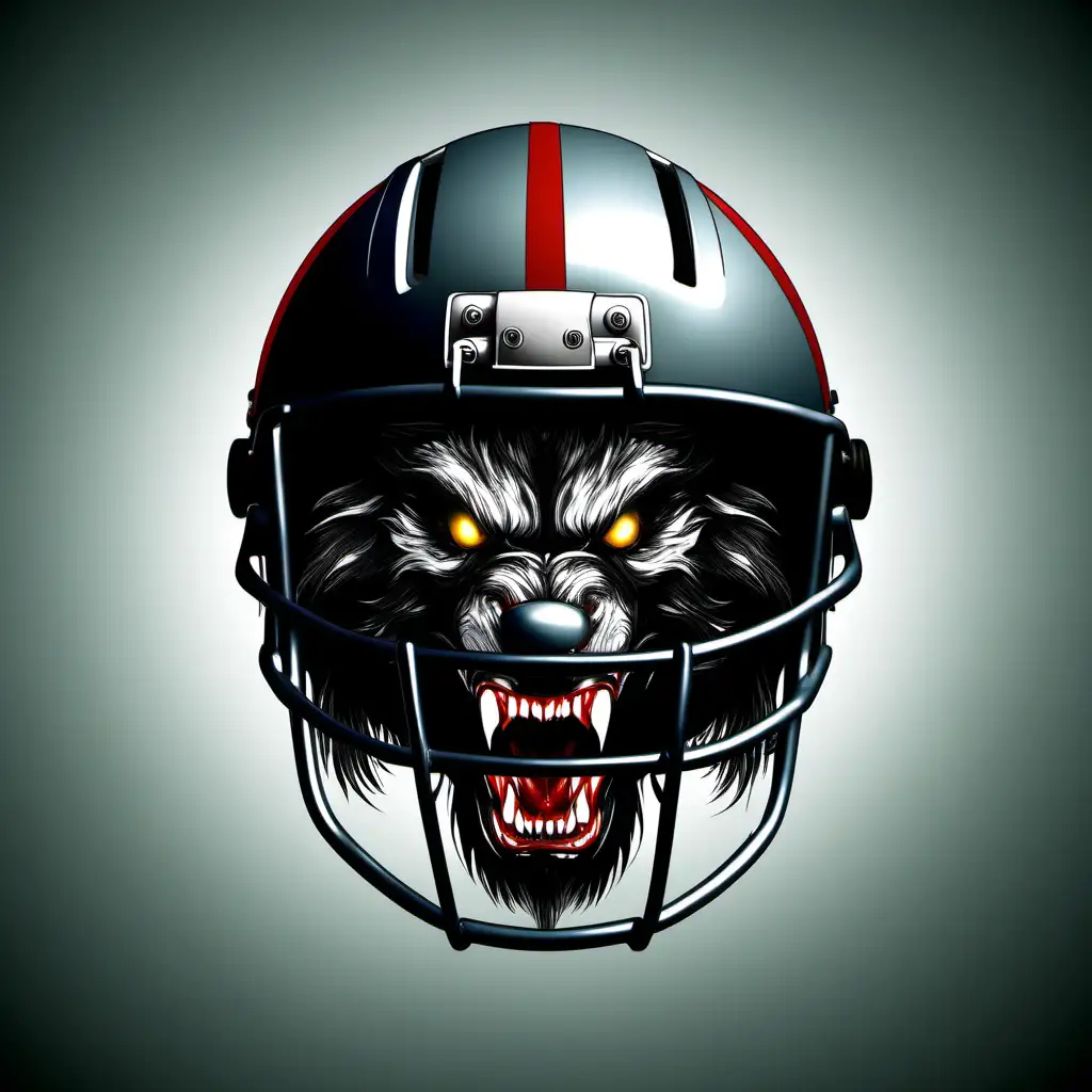 Werewolf Head Wearing Football Helmet Fantasy Creature Sports Concept Art