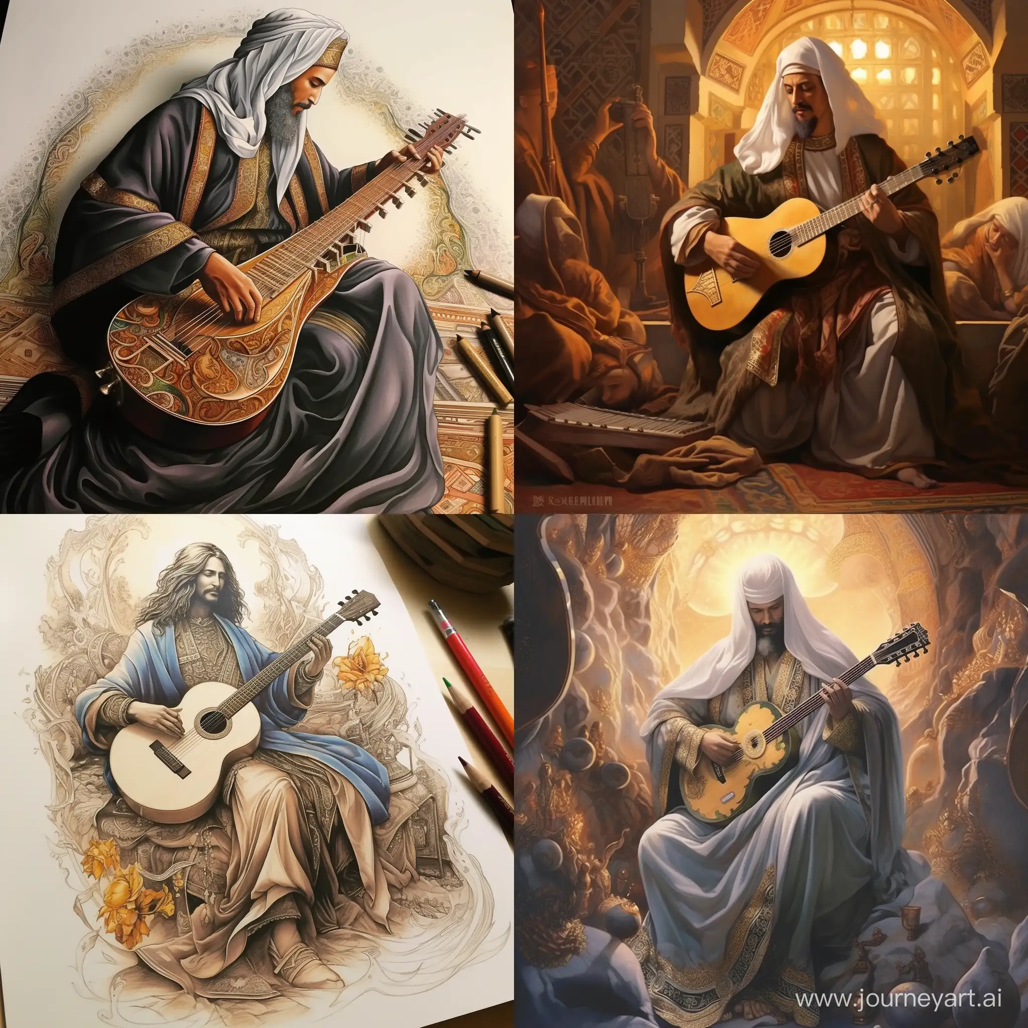 Realistic-Portrait-of-King-Salman-Amidst-Oud-Music-and-Egyptian-Craftsmanship