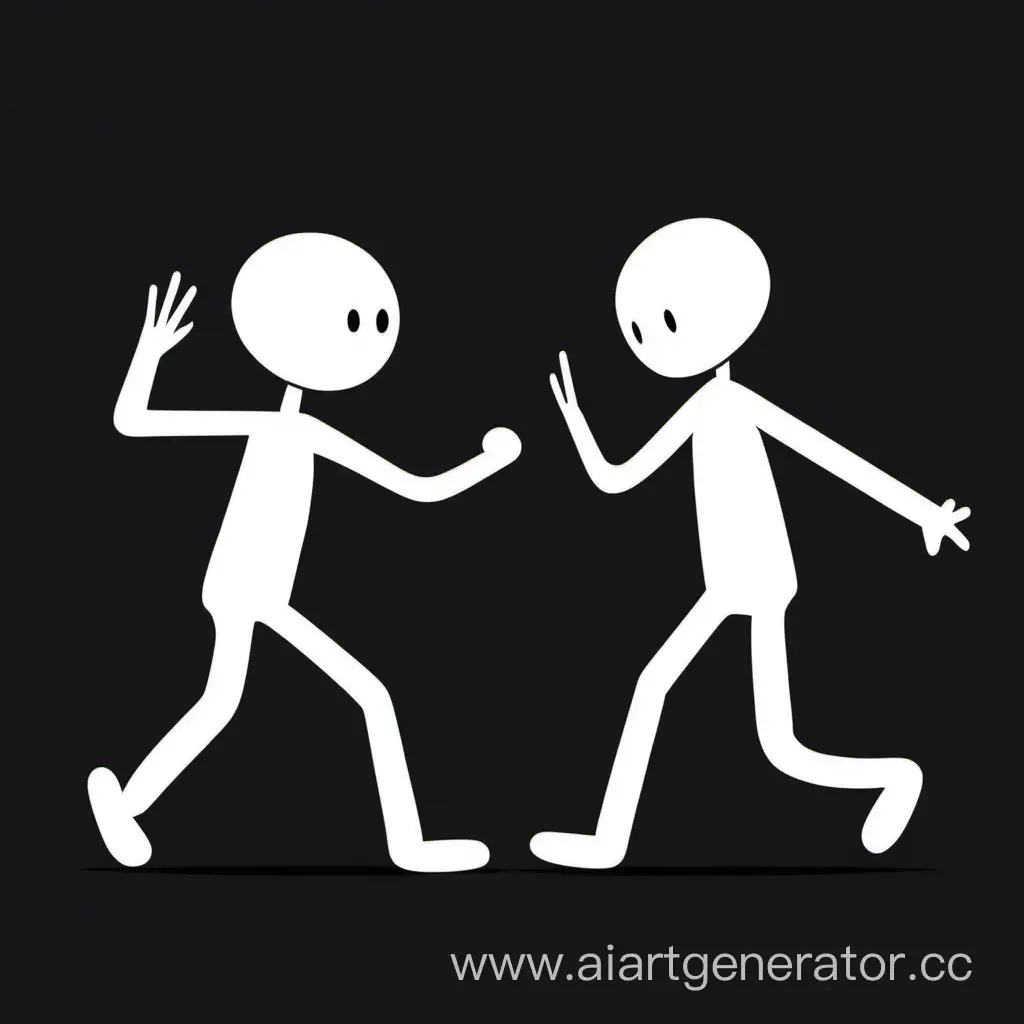 Stickman-Siblings-Engaging-in-Playful-Combat-on-Dark-Canvas