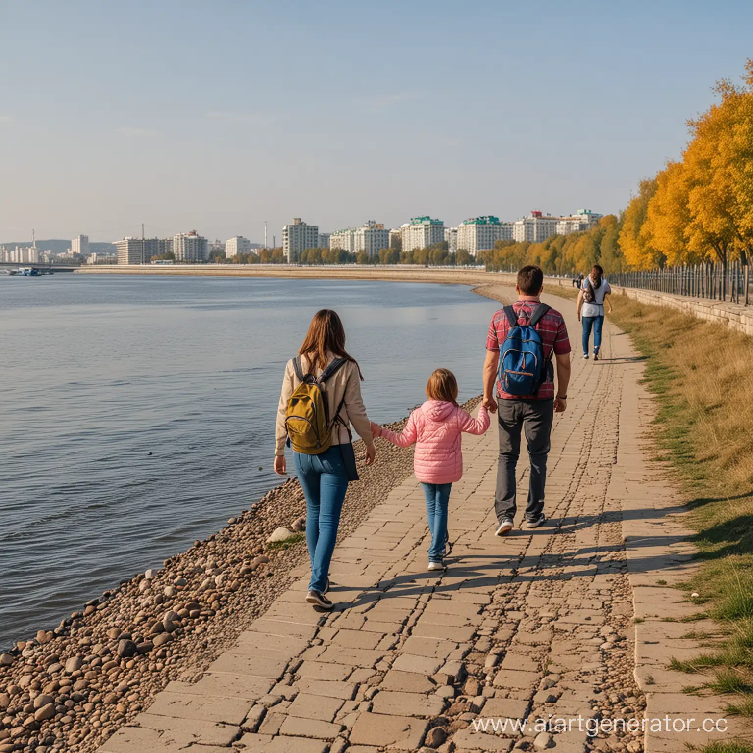 Family-Stroll-by-the-Scenic-Amur-River-Embankment