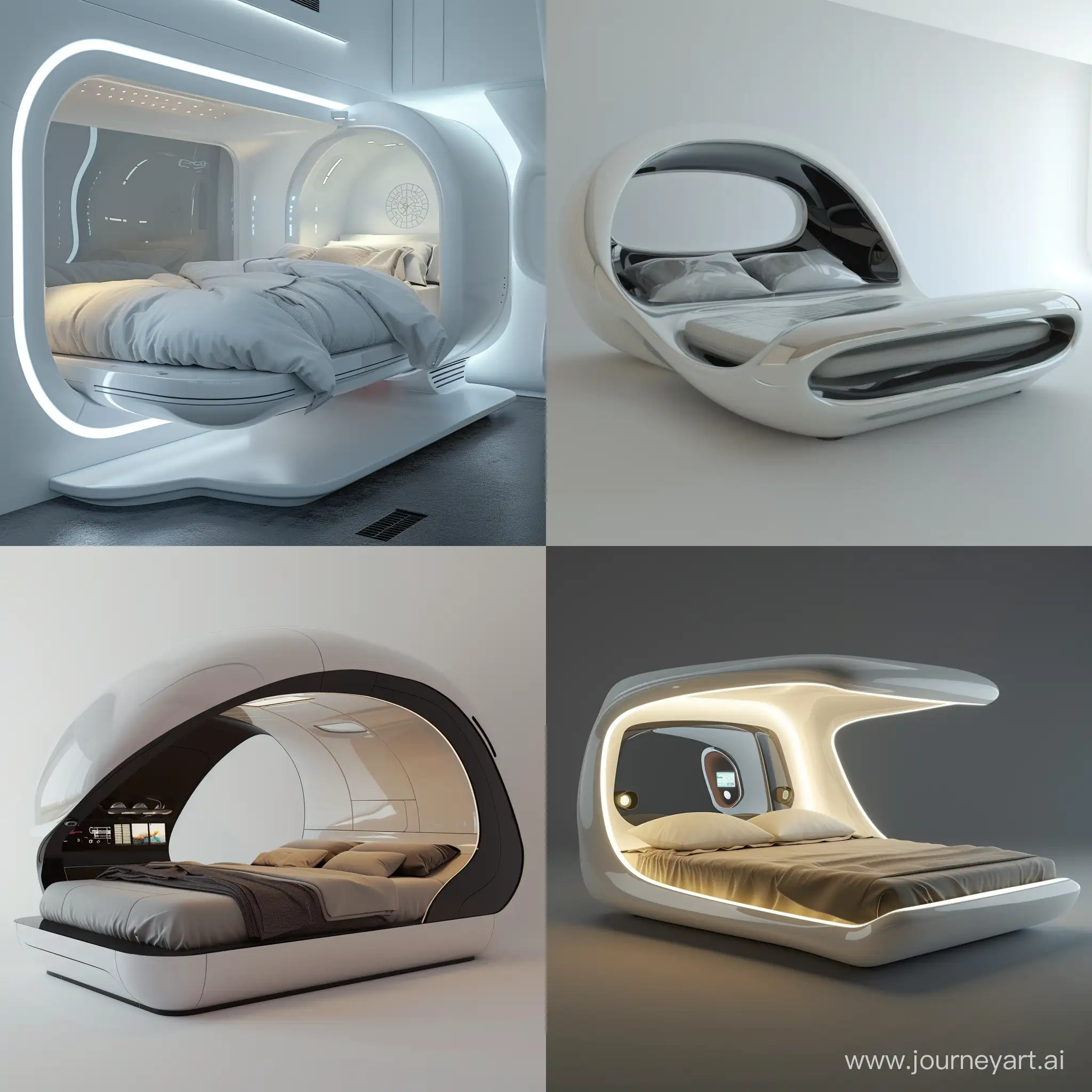 Futuristic bed, in most modern style, octane render