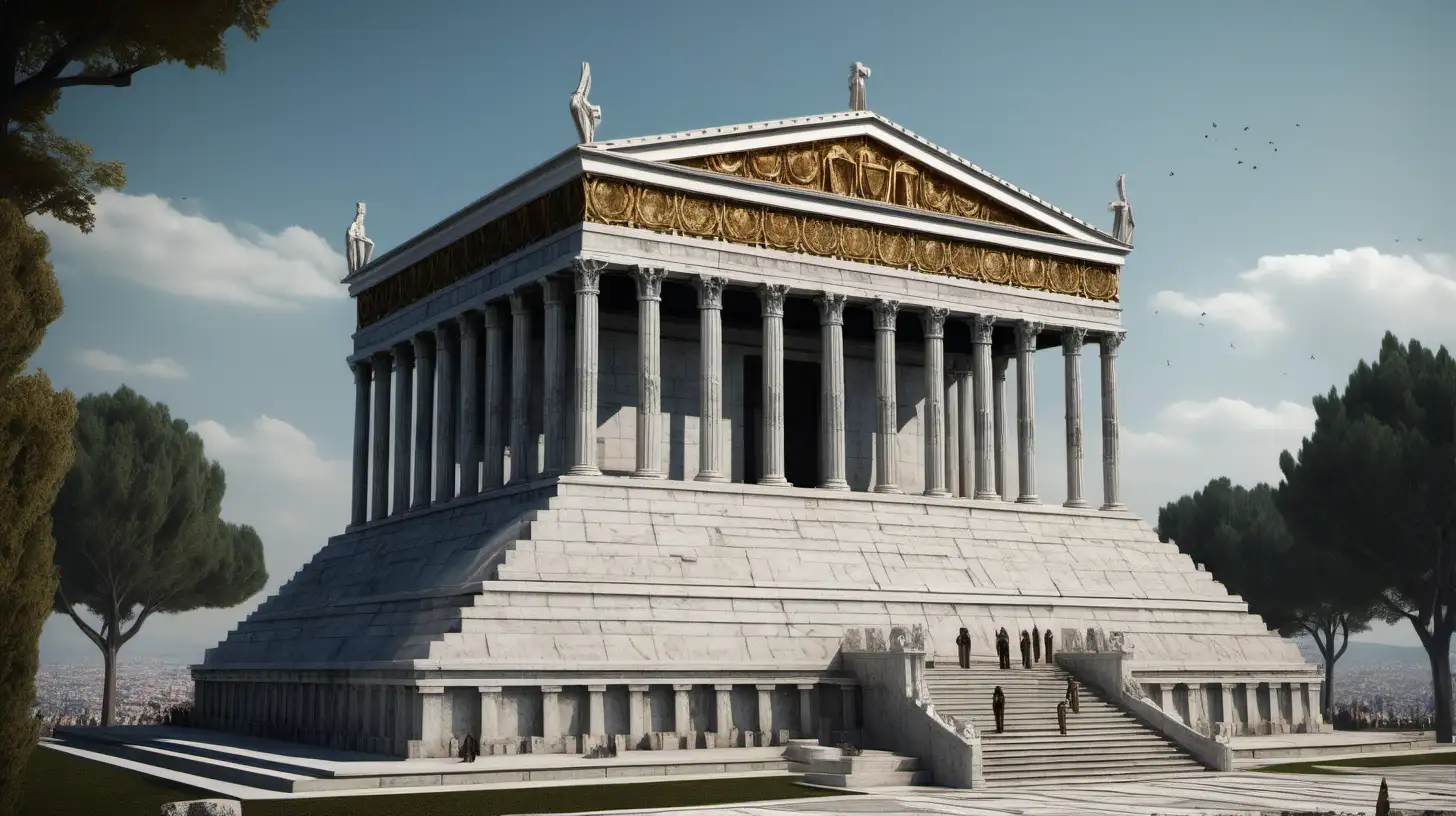 How Would Hanging The Mausoleum at Halicarnassus or Tomb of Mausolus be at its best shape,show its magnificence
 and beauty
