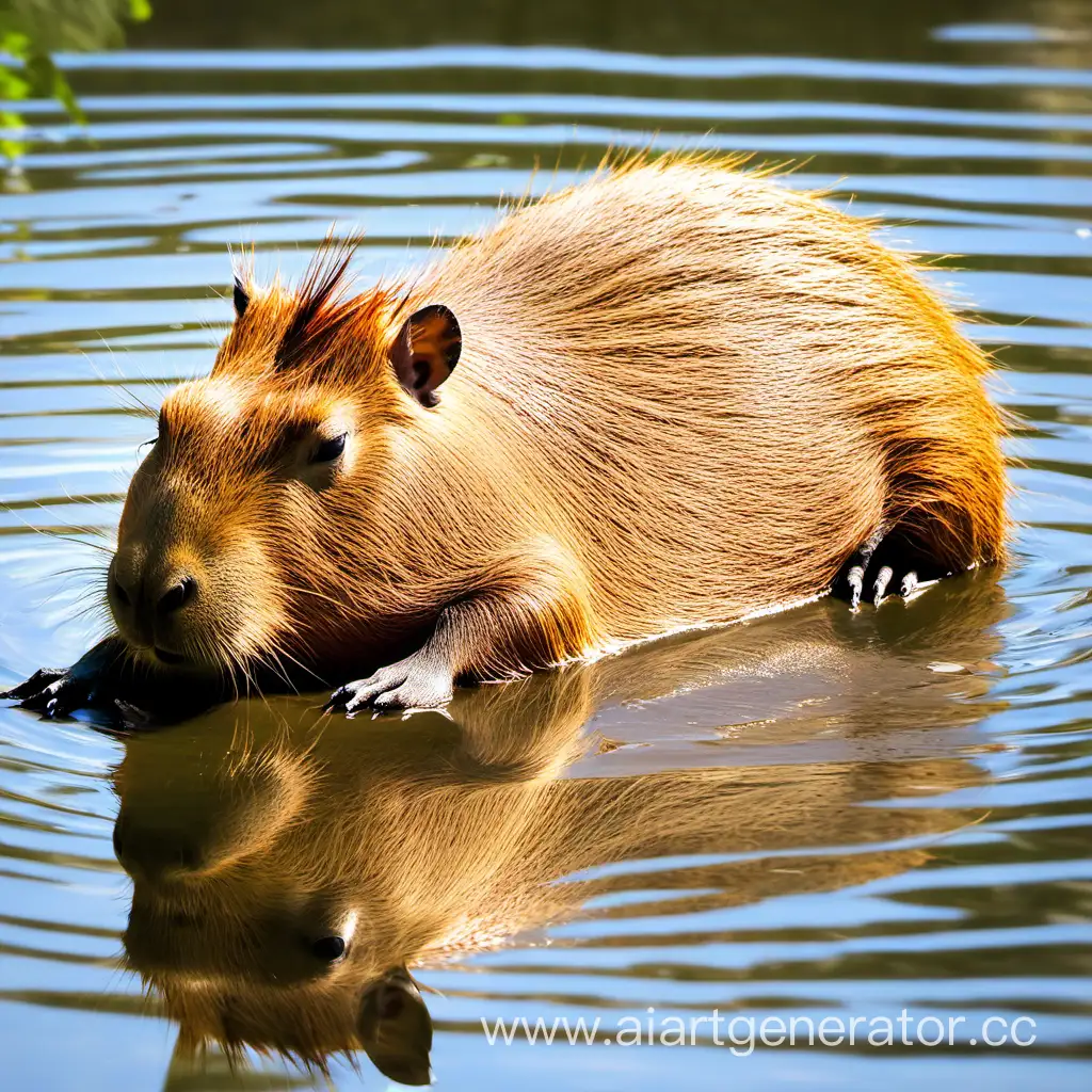 relaxing capybara