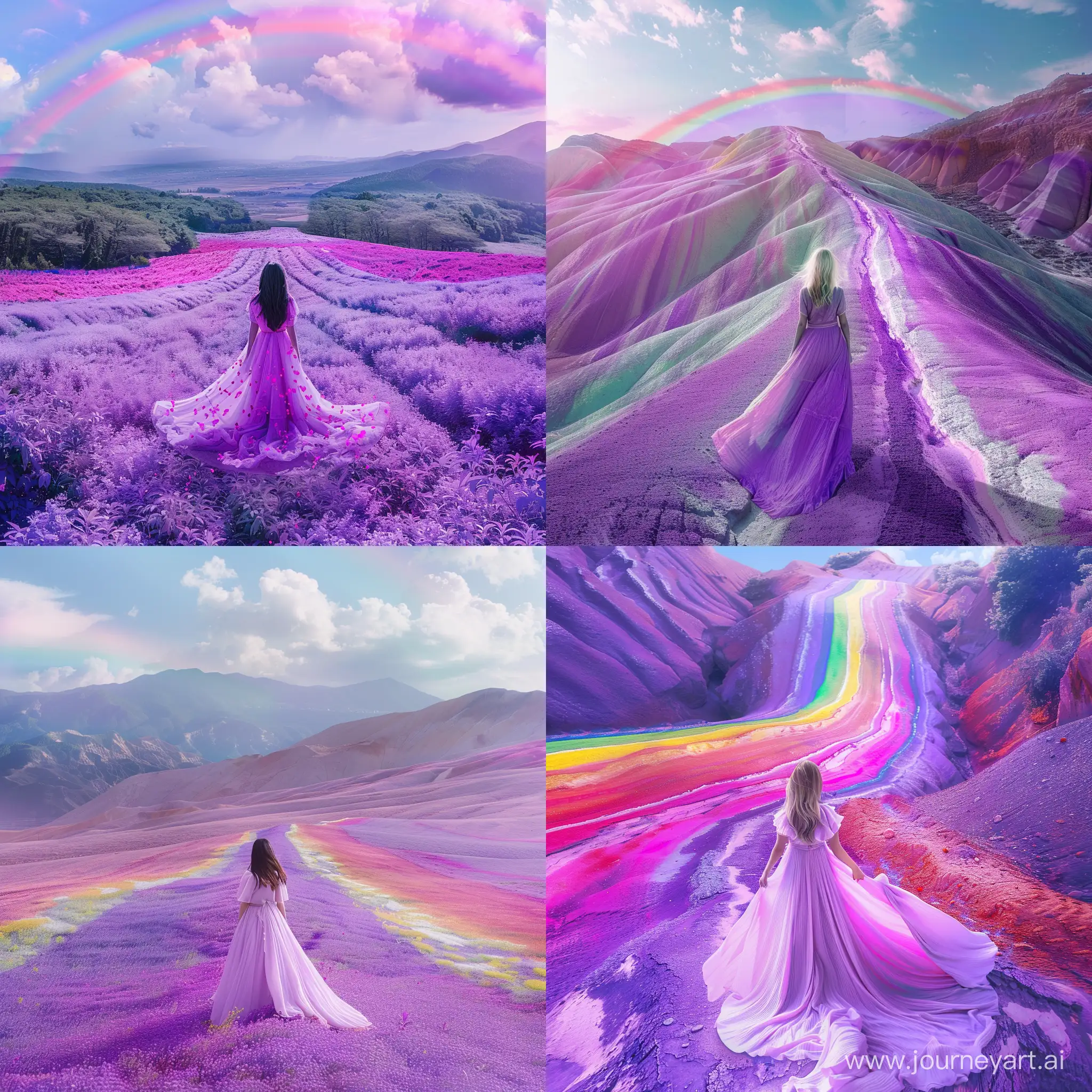 Enchanting-Woman-Amidst-Majestic-Landscape-with-Rainbow-Purple-Themed-Movie-Poster