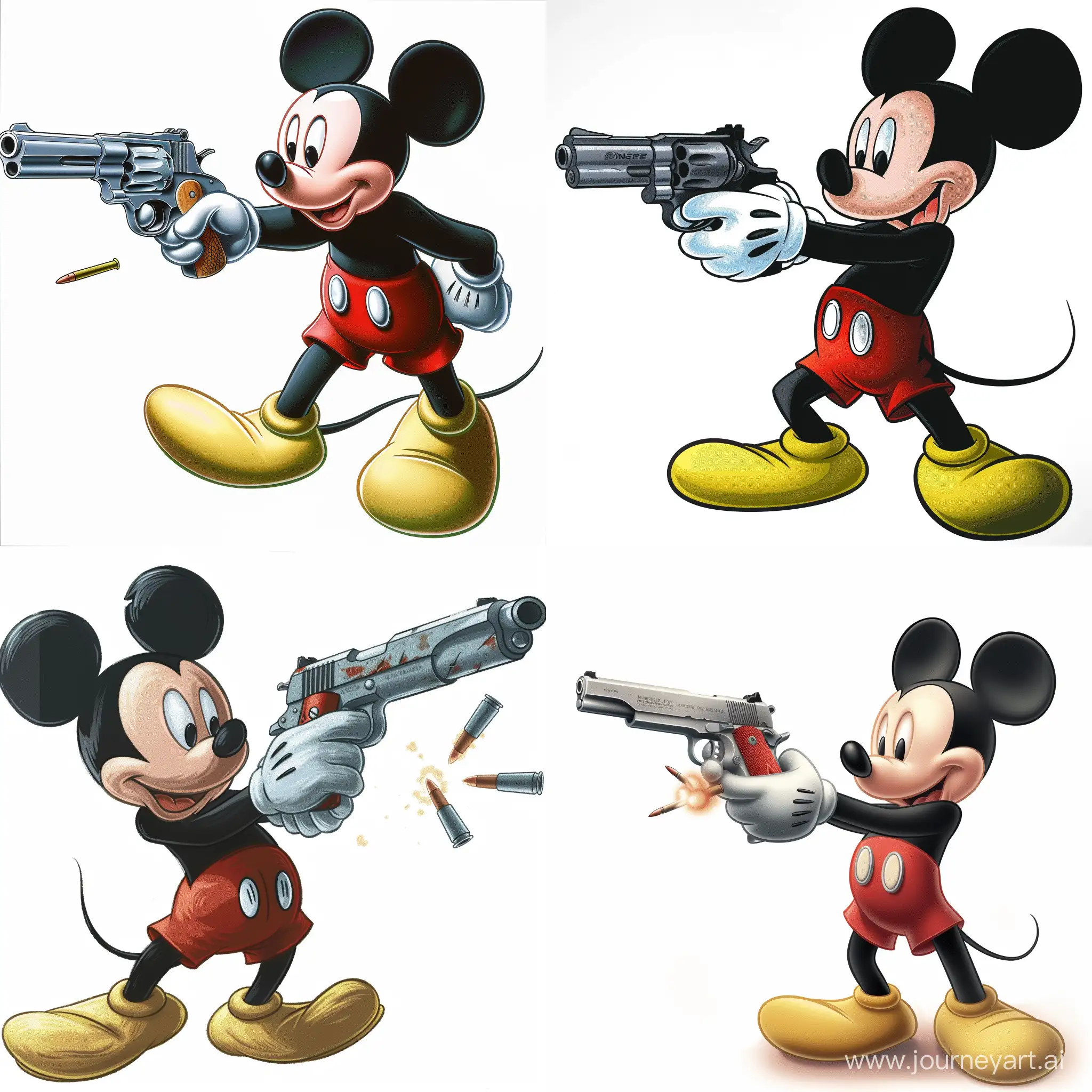 mickey mouse shooting with a gun